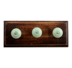 Mint Green Crackle Ceramic Wooden Hooks