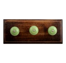 Pea Green Crackle Ceramic Wooden Hooks