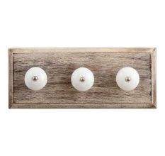 White Turquoise Crackle Ceramic Wooden Hooks