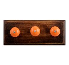 Orange Black Crackle Ceramic Wooden Hooks