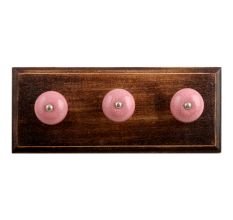 Pink Crackle Ceramic Wooden Hooks