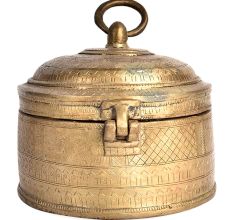 Brass Round Jewellery Box