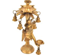 Lord Ganesha Face Mask Stand with Oil Lamp and Bell