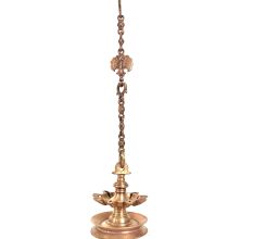 Bronze Traditional Peacock on Brass Chain Hanging Diya