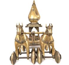 Brass Decorative Chariot Driven by Two Horses