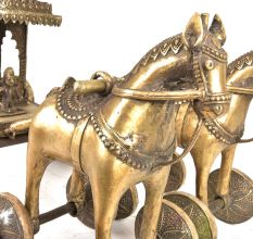 Brass Decorative Chariot Driven by Two Horses