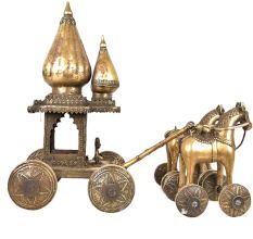 Brass Decorative Chariot Driven by Two Horses