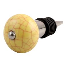 Yellow Pink Crackle Ceramic Wine Stopper