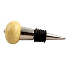Yellow Pink Crackle Ceramic Wine Stopper