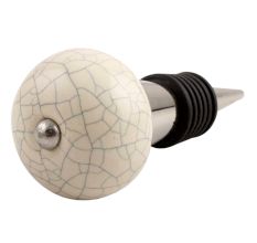 Cream Crackle Ceramic Wine Stopper