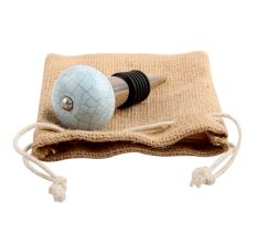 Sky Blue Crackle Ceramic Wine Stopper