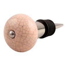 Baby Pink Crackle Ceramic Wine Stopper
