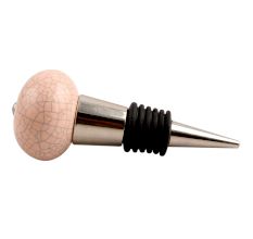 Baby Pink Crackle Ceramic Wine Stopper
