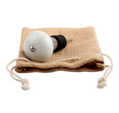 White Green Crackle Ceramic Wine Stopper