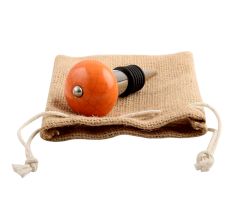 Orange Crackle Ceramic Wine Stopper