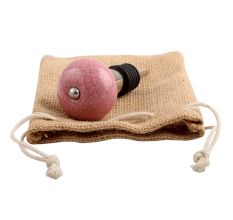 Pink Crackle Ceramic Wine Stopper