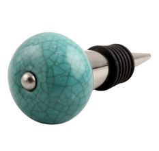 Sea Green Black Crackle Ceramic Wine Stopper