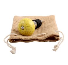 Yellow Black Crackle Ceramic Wine Stopper