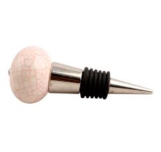 Cream Pink Crackle Ceramic Wine Stopper