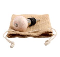 Cream Pink Crackle Ceramic Wine Stopper