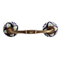 Navy Blue Flower Crackle Ceramic Bridge Handle