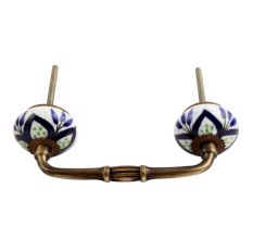 Navy Blue Flower Crackle Ceramic Bridge Handle