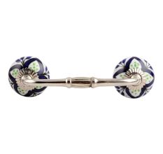 Navy Blue Flower Crackle Ceramic Bridge Handle