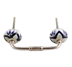 Navy Blue Flower Crackle Ceramic Bridge Handle