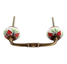 Red Flower Crackle Ceramic Bridge Handle