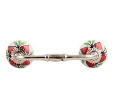 Red Flower Crackle Ceramic Bridge Handle