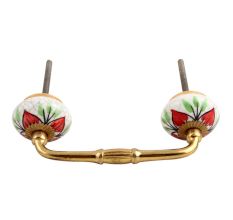 Red Flower Crackle Ceramic Bridge Handle