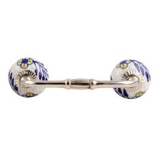 Blue Leaf Crackle Ceramic Bridge Handle