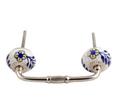 Blue Leaf Crackle Ceramic Bridge Handle