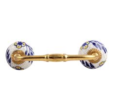 Blue Leaf Crackle Ceramic Bridge Handle