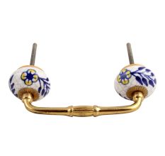 Blue Leaf Crackle Ceramic Bridge Handle