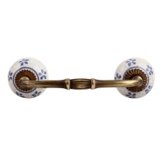 Blue Tiny Flower Crackle Ceramic Bridge Handle