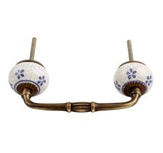 Blue Tiny Flower Crackle Ceramic Bridge Handle