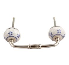 Blue Tiny Flower Crackle Ceramic Bridge Handle