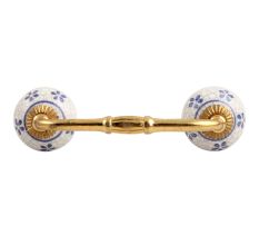 Blue Tiny Flower Crackle Ceramic Bridge Handle