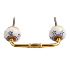 Blue Tiny Flower Crackle Ceramic Bridge Handle
