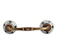 Black Striped Dotted Crackle Ceramic Bridge Handle