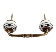 Black Striped Dotted Crackle Ceramic Bridge Handle