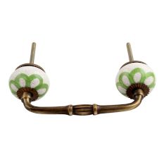 Lime Green Floral Crackle Ceramic Bridge Handle