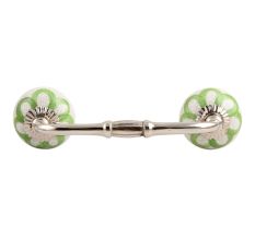 Lime Green Floral Crackle Ceramic Bridge Handle