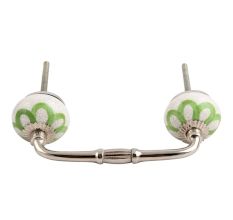 Lime Green Floral Crackle Ceramic Bridge Handle