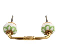 Lime Green Floral Crackle Ceramic Bridge Handle