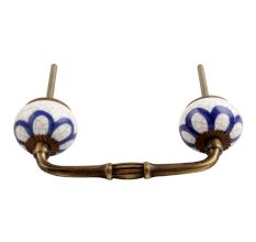 Navy Blue Flora Crackle Ceramic Bridge Handle