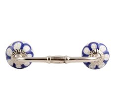 Navy Blue Flora Crackle Ceramic Bridge Handle