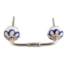 Navy Blue Flora Crackle Ceramic Bridge Handle