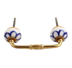 Navy Blue Flora Crackle Ceramic Bridge Handle